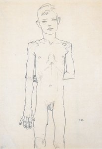 Naakt van een staande jongen door Egon Schiele